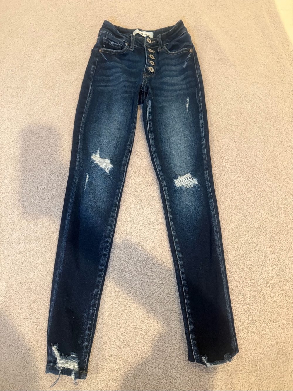 KanCan Dark Blue Distressed High-Rise Skinny Jeans